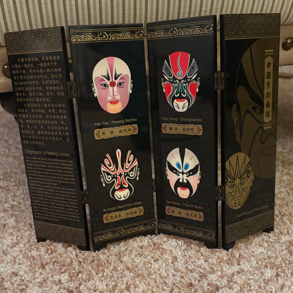 Chinese Opera Mask Folding Screen